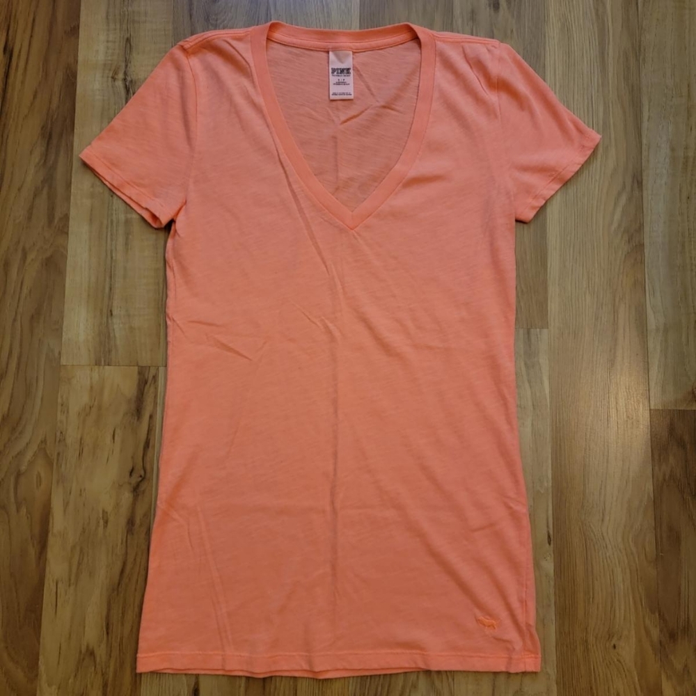 Victoria's Secret PINK Coral V-Neck Shirt